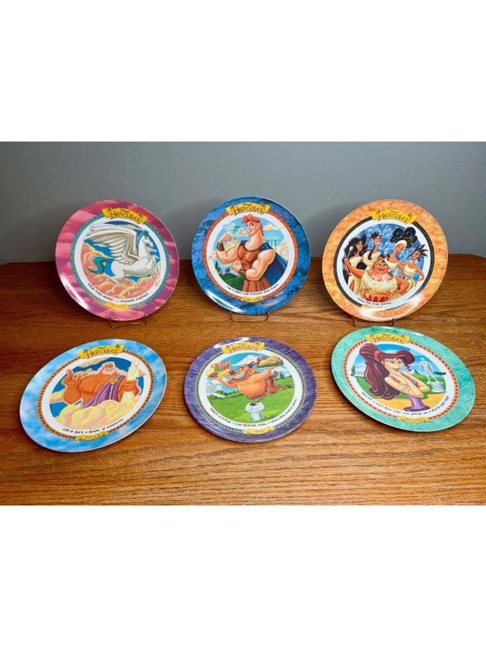 VTG 1997 McDonalds Disney Hercules Plates Melamine/ PMC Complete Set of 6